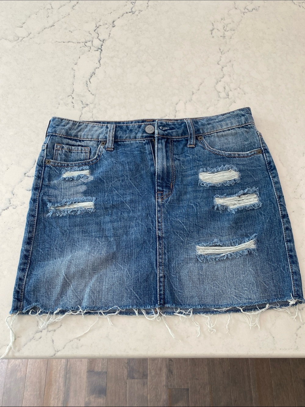 Aeropostale Distressed Blue Denim Mini Skirt size 4